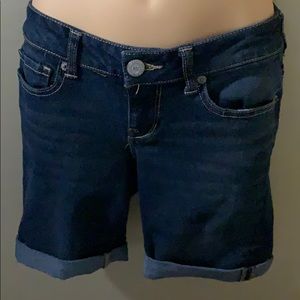 Dark wash denim shorts